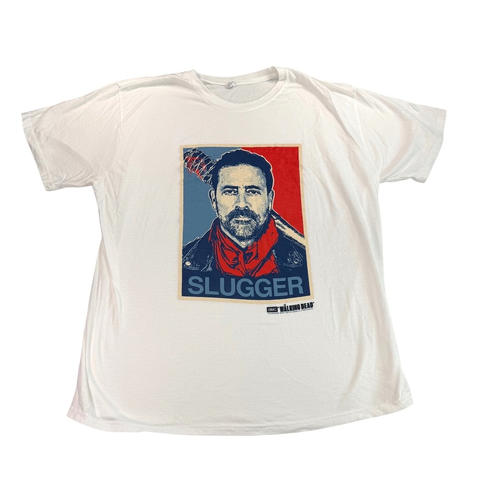The Walking Dead Negan Slugger Graphic Tee White Cotton Mens 2XL AMC Keya USA